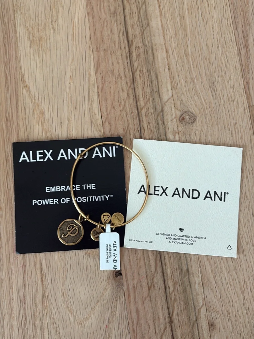 Alex and Ani Gold Tone Expandable Charm Bangle Bracelet